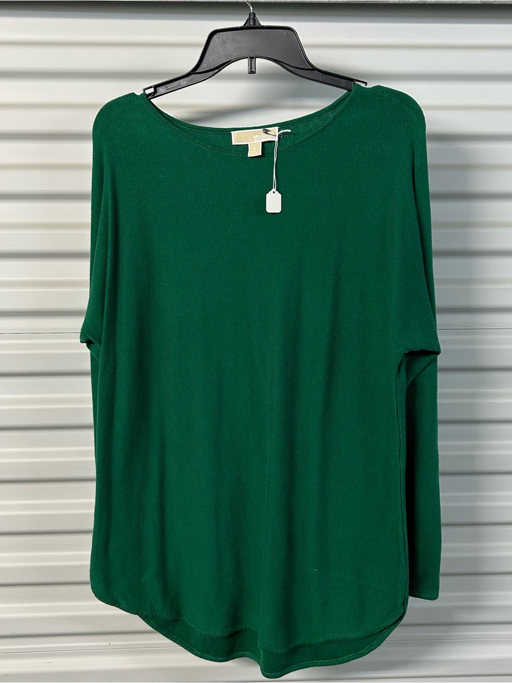 Michael Kors Emerald Green Long Sleeve Crew Neck Top